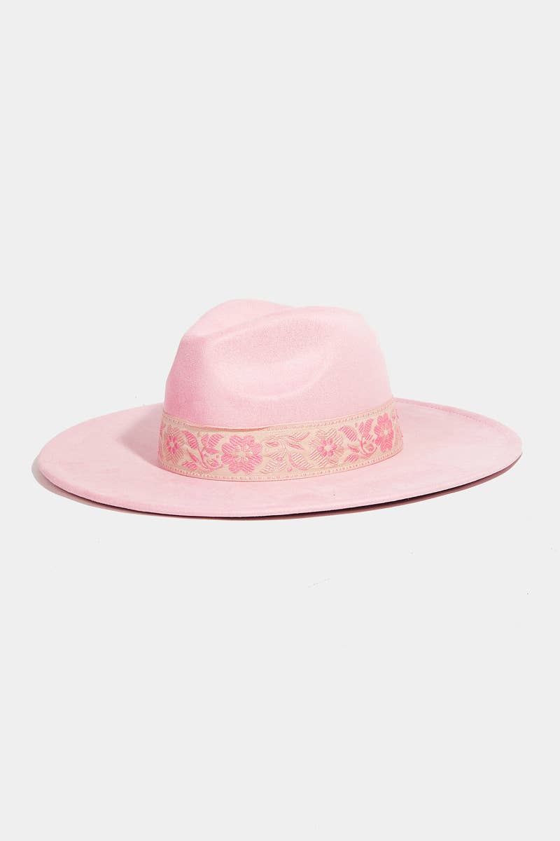 Collections by Fame Accessories – Fedora - Mulher por atacado – Chapéu Fedora com Laço de Fita Floral6