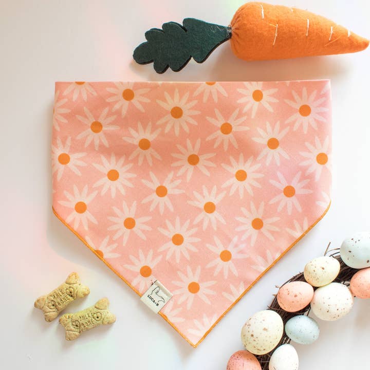 Margaridas Retro em Bandana Rosa por atacado de Luca and B