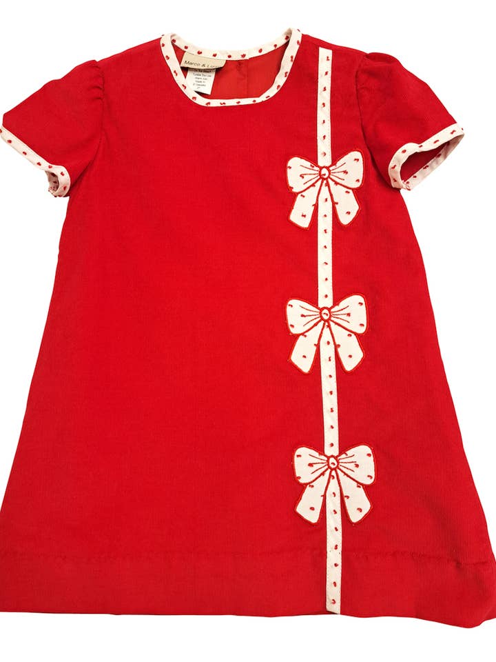 Marco and Lizzy – wholesale Dress – Kids – Christmas Red Bows A-line Girl's dress1