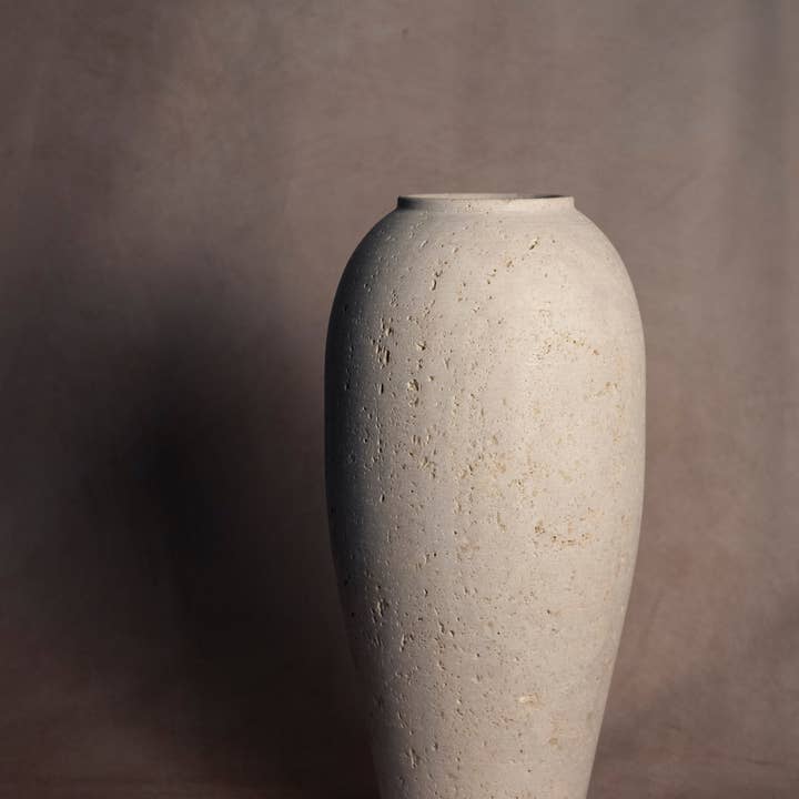 Signature Dome Vase - Travertine for wholesale by Marigold Market