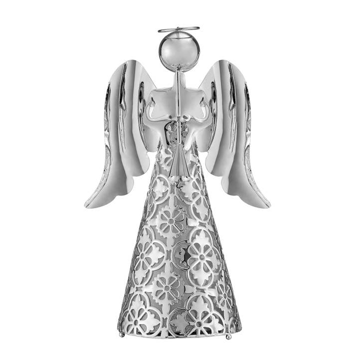 Haute Decor - Wholesale Christmas Decoration - 9 Inch LED Pre-lit Silver Tabletop Angel Christmas Decor