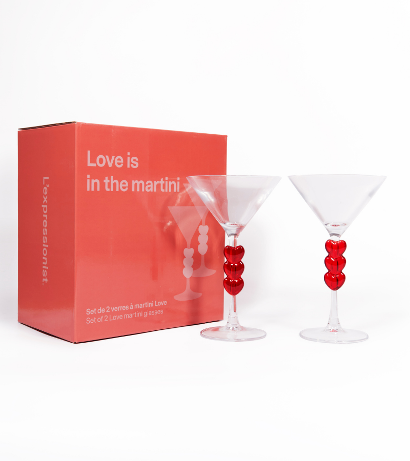 L'expressionist - Venta al por mayor Copas de cóctel/licor - Estuche de dos copas Martini corazones3