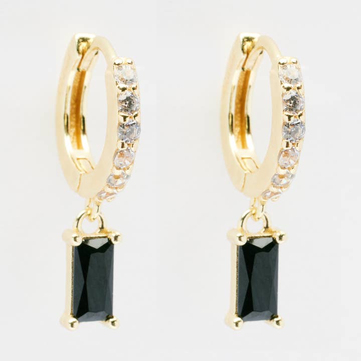 Carrie Gold Drop Baguette Huggie Earrings for wholesale by Quill Fine Jewelry & Lifestyle