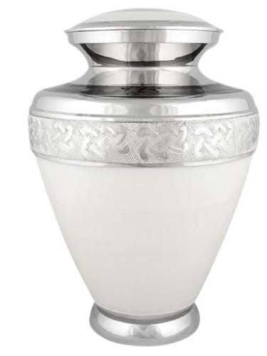 Urne funéraire en laiton blanc et argent – Urne artisanale pour adulte pour la vente par 1 DOLLAR IMPORTS, LLC