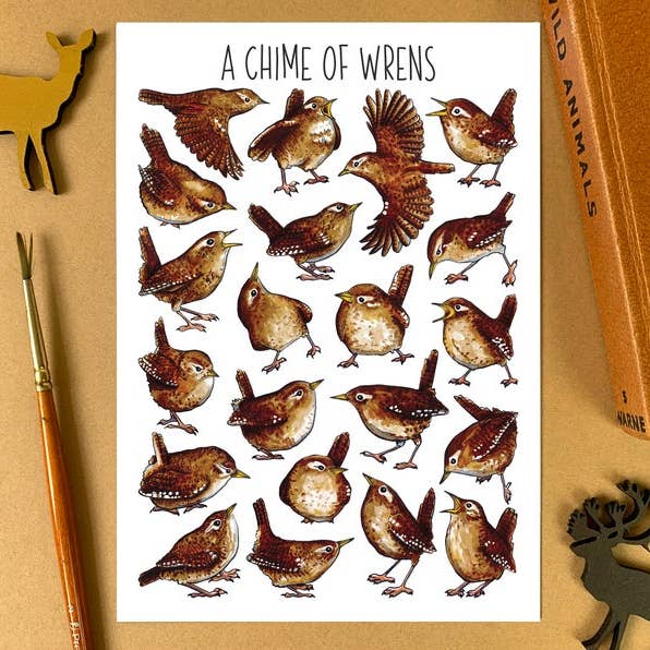 A Chime of Wrens Art Blank Postcard for wholesale by Alexia Claire Ltd