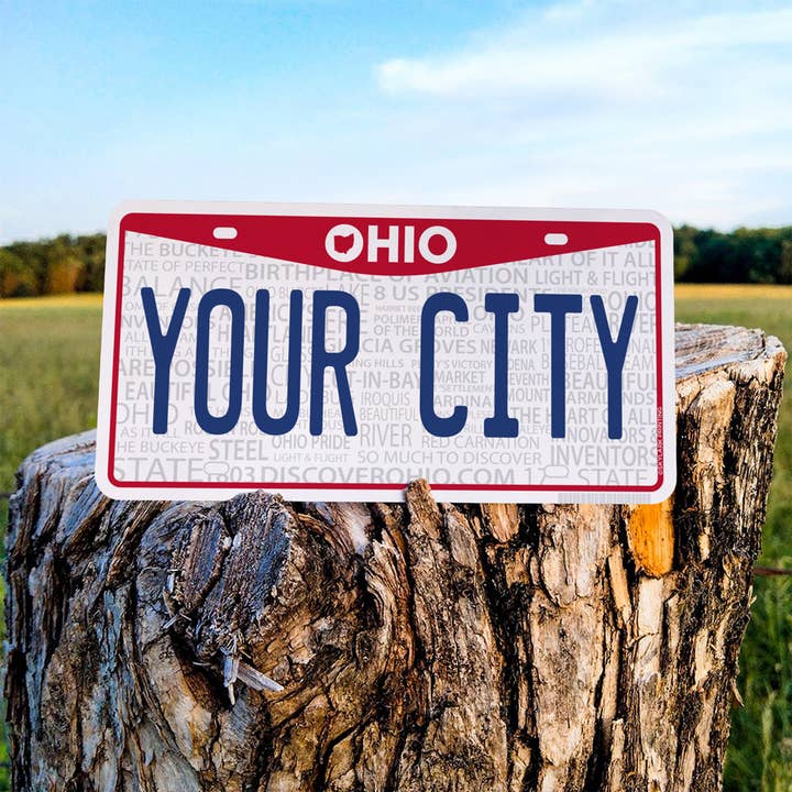 Skylark Printing - Wholesale Phone & Laptop Stickers - Ohio License Plate Souvenir Sticker with Your City