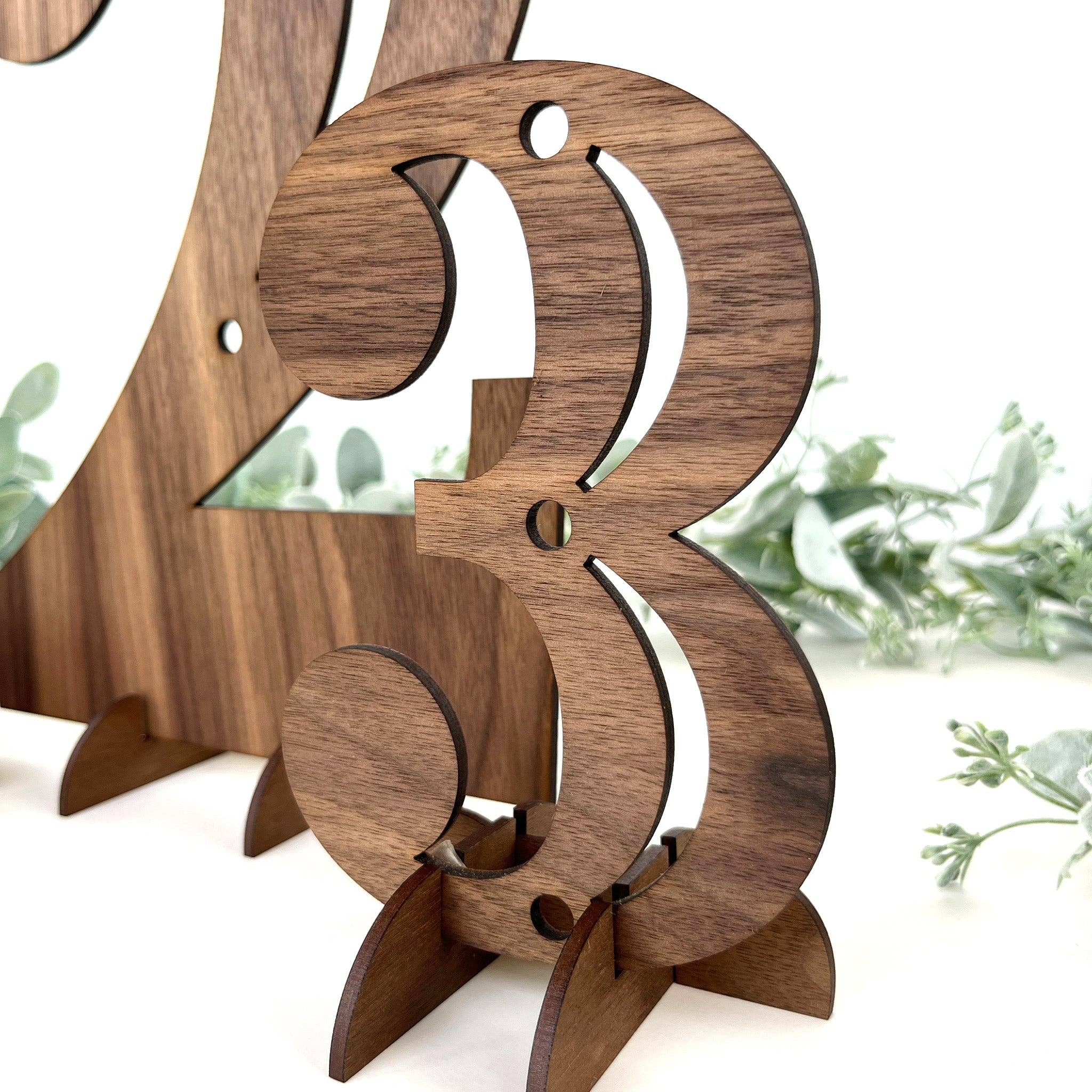 Inspired Indigo - Wholesale Decorative Tabletop Object - Wood Table Numbers with Stands - Contemporary Design4