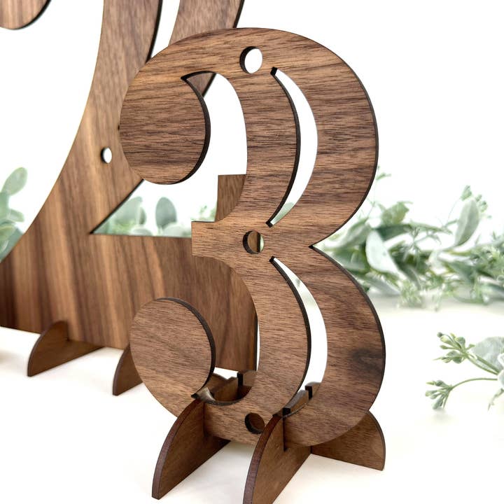 Inspired Indigo - Wholesale Decorative Tabletop Object - Wood Table Numbers with Stands - Contemporary Design4