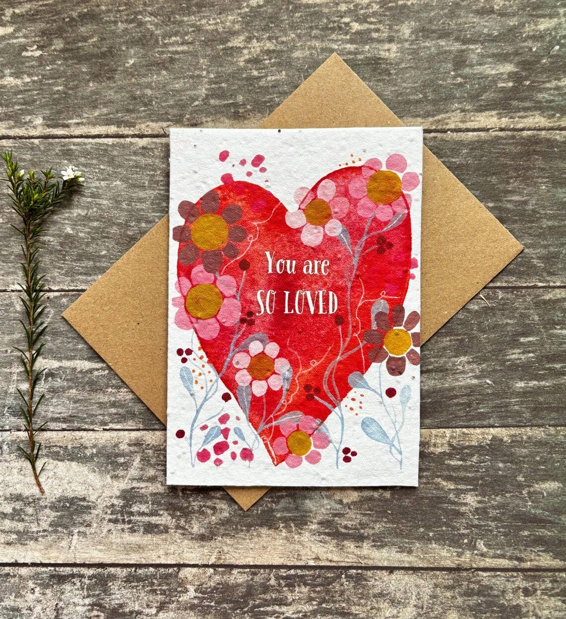 Erika's Whimsical Art – wholesale Love card – Plantable Seed Paper You are so Loved Card, Blank Inside