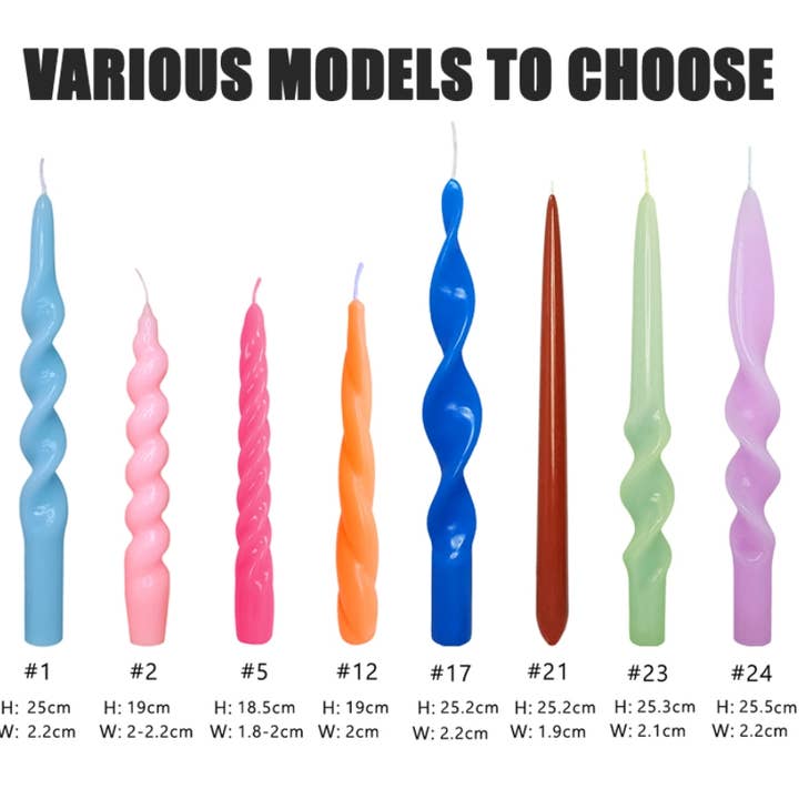 Candles Meta - Wholesale Tapered Candle/Candlestick - Custom Colors Logos Handmade Spiral Taper Candles 4pcs Pack