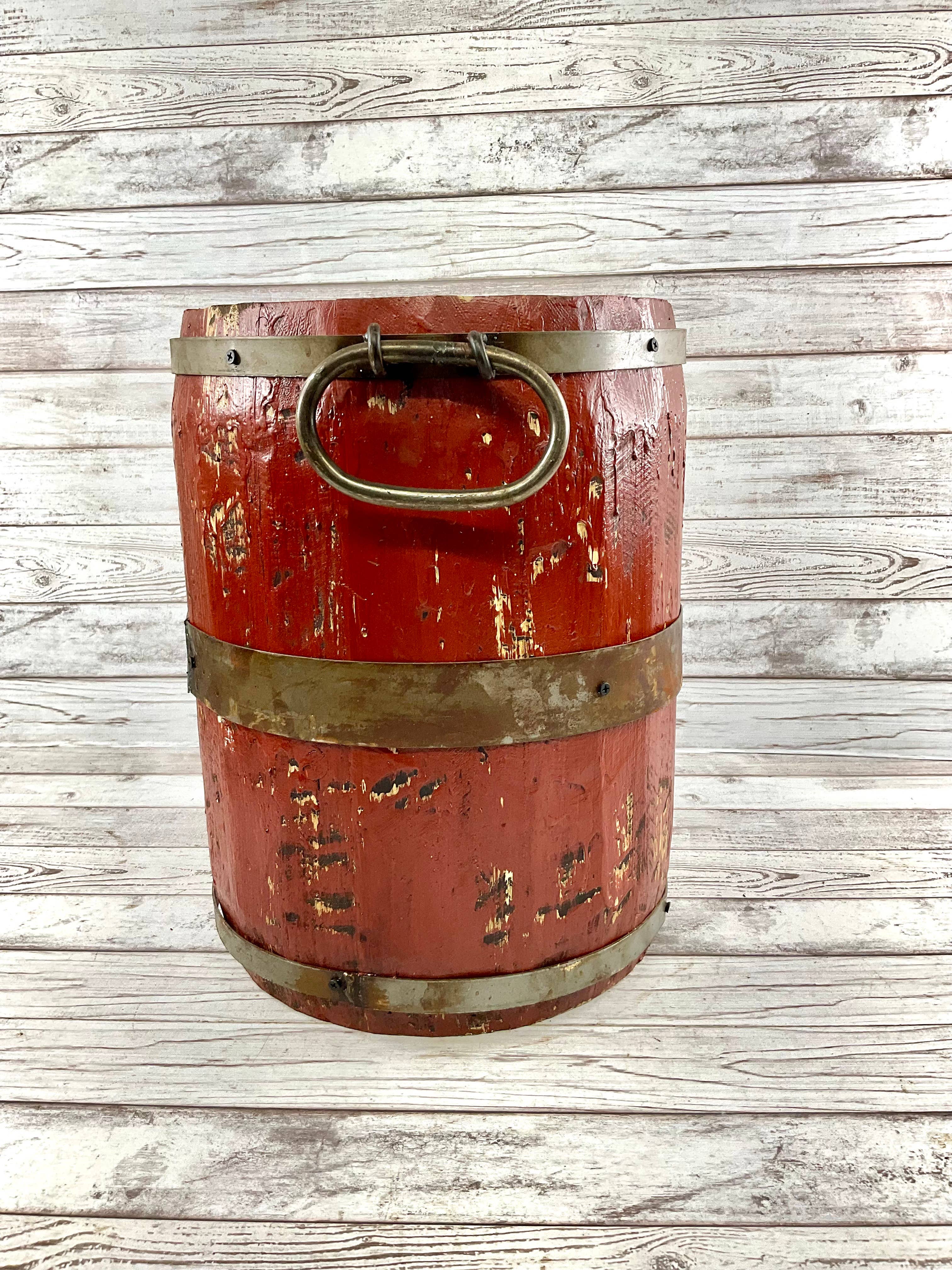 VALENTINA IMPORTS INC - Wholesale Bucket/Pail - Rustic Vintage Wood & Metal Barrel  ( Large Edition)1