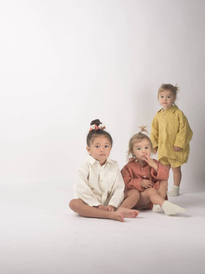 BOX LINEN SHORT, GOLDEN PALM for wholesale by Shop dōs