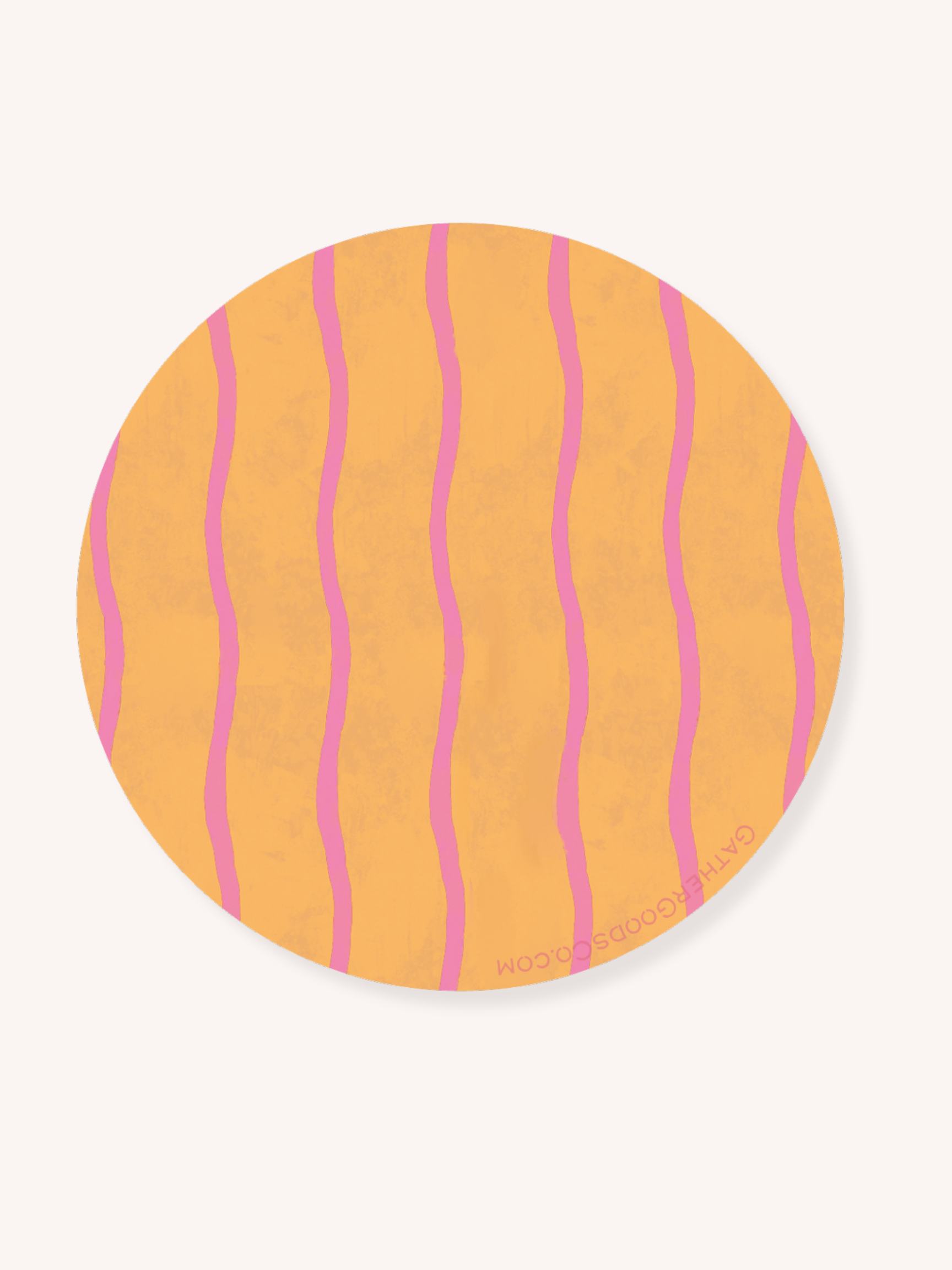 Gather Goods Co - Cards, Coasters, Tea Towels, Art, Mugs - Wholesale Coasters - Yellow & Orange Wiggly Line Striped Coaster, Set of 42