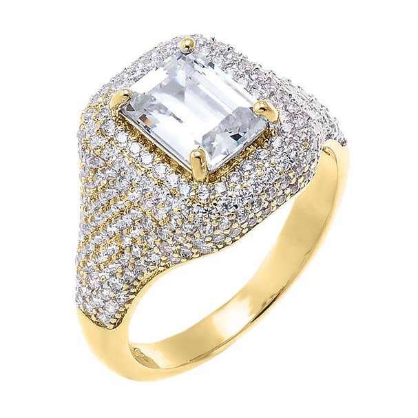 CZ Emerald-Cut Pavé Dome Pinky Ring for wholesale by By Adina Eden