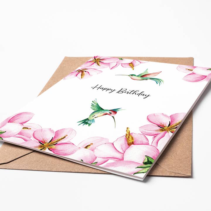 Oakwind Hollow - Wholesale Verjaardagskaartje - Hummingbird verjaardagskaart BD06 Nature Garden Flowers2