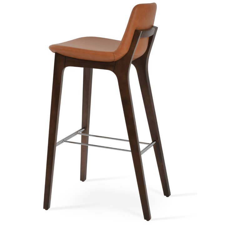 Brown Leather Bar Stools Pera Wood for wholesale by Your Bar Stools