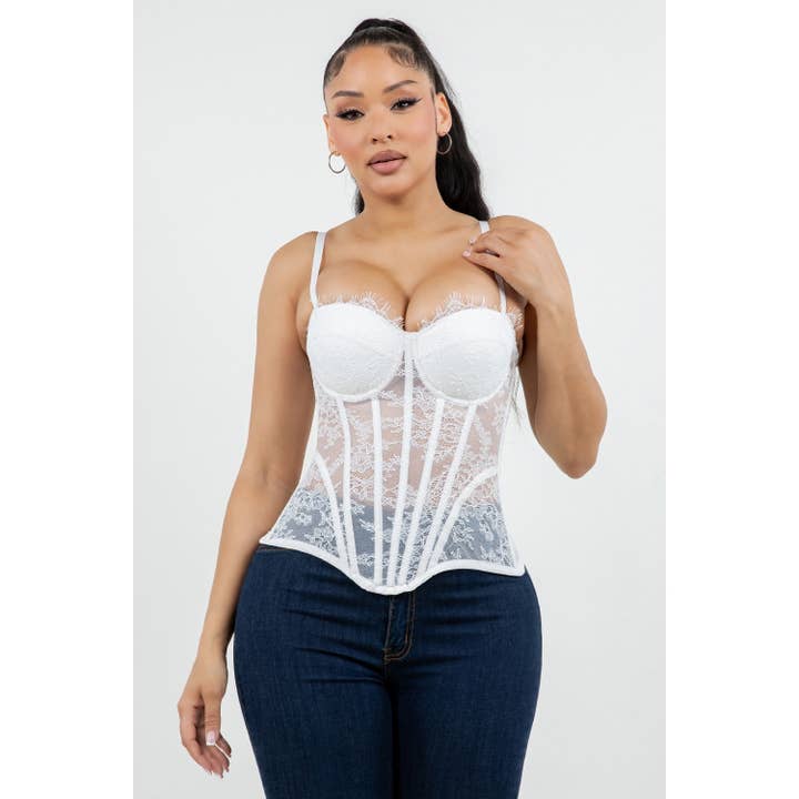 BUSTIER CORSET À ARMATURE EN DENTELLE pour la vente par omgstyles