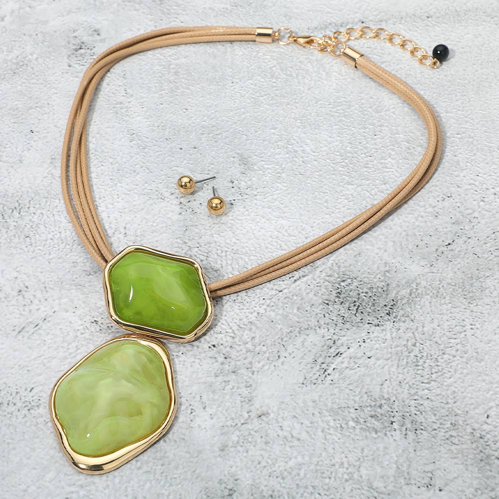 Sensibling Corp. – Engroshandel Halskæde med vedhæng – Fed abstrakt dobbelt harpiksled vedhæng statement halskæde8