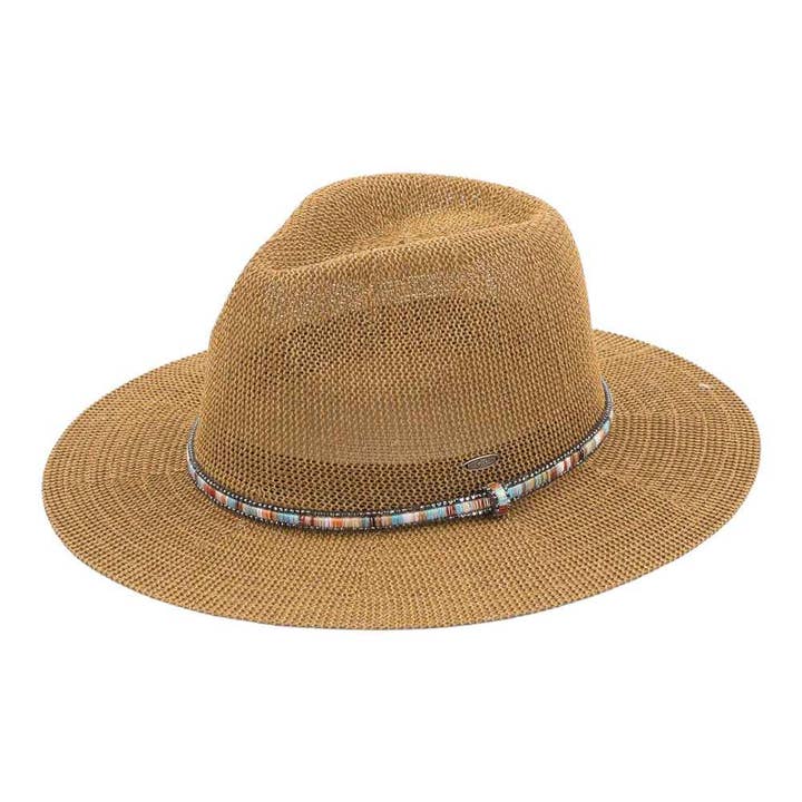 MiMi Wholesale - Wholesale Straw Hat - Women's - KP014 C.C Brand Lilian Multi Thread Rhinestone Band Panama H4