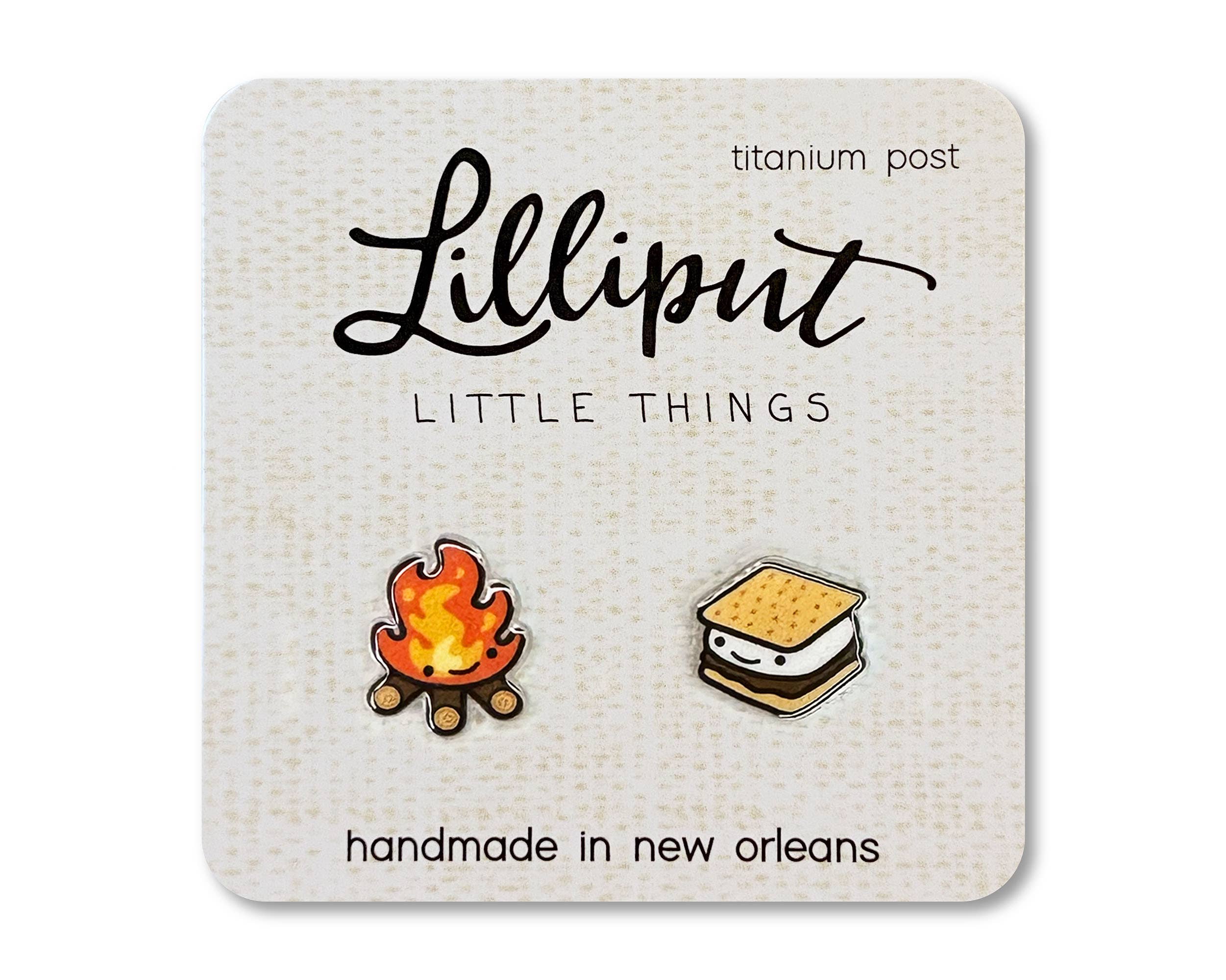 Lilliput Little Things - Wholesale Stud/Post Earrings - Campfire and Smores Earrings