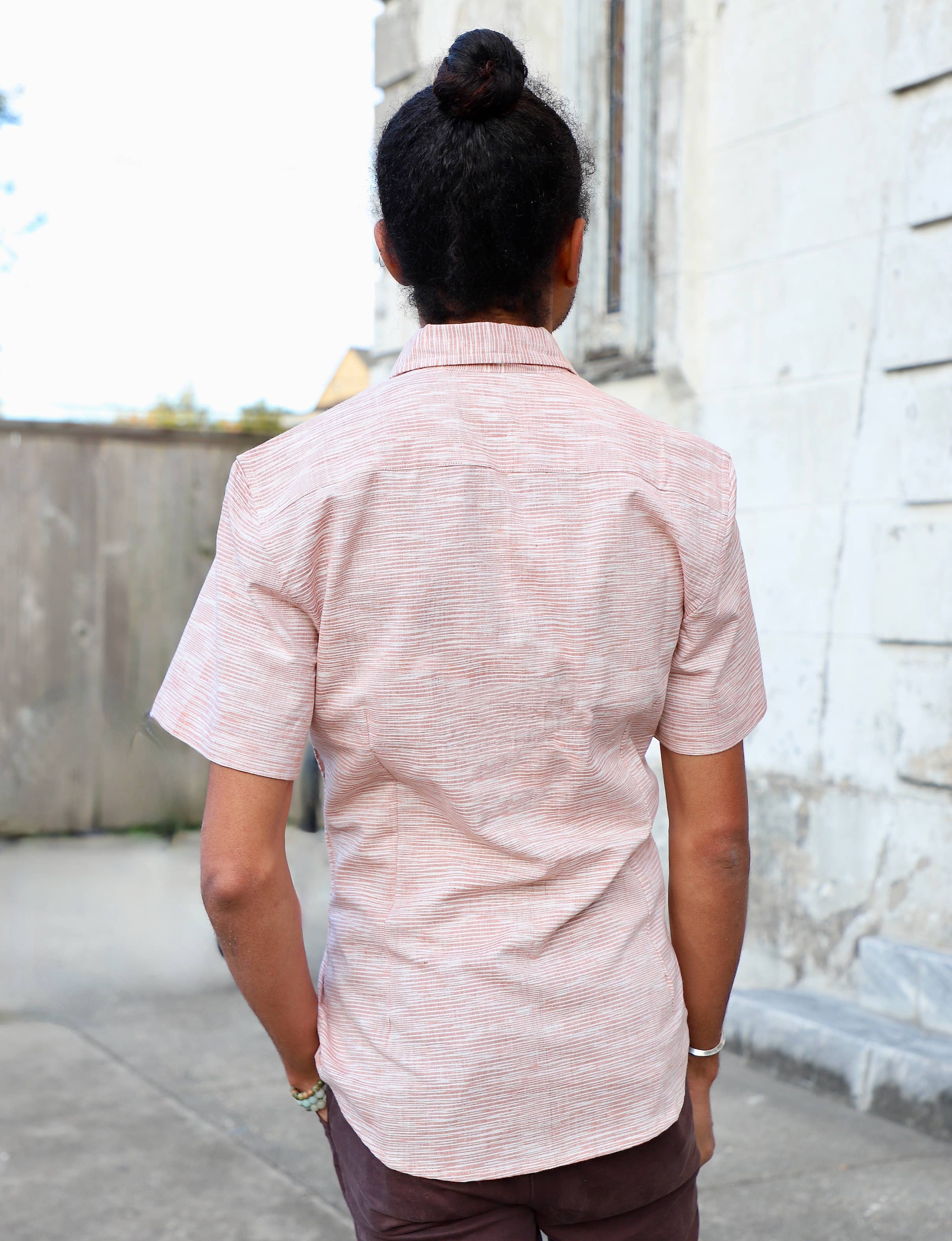 Passion Lilie - Wholesale Button Down Shirt - Men's - Salmon Ikat Men's Button Down Shirt2