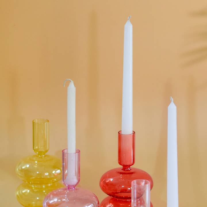 Casa Amarosa - Vente Bougeoirs - Bougeoir en verre ondulé rétro, 7 x 3,5 pouces_Rust Orange1