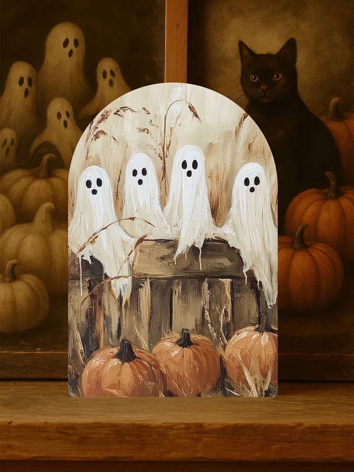 Ghost Crate Arch Sign – Rustic Halloween Pumpkin Decor for wholesale by The 19th Collective