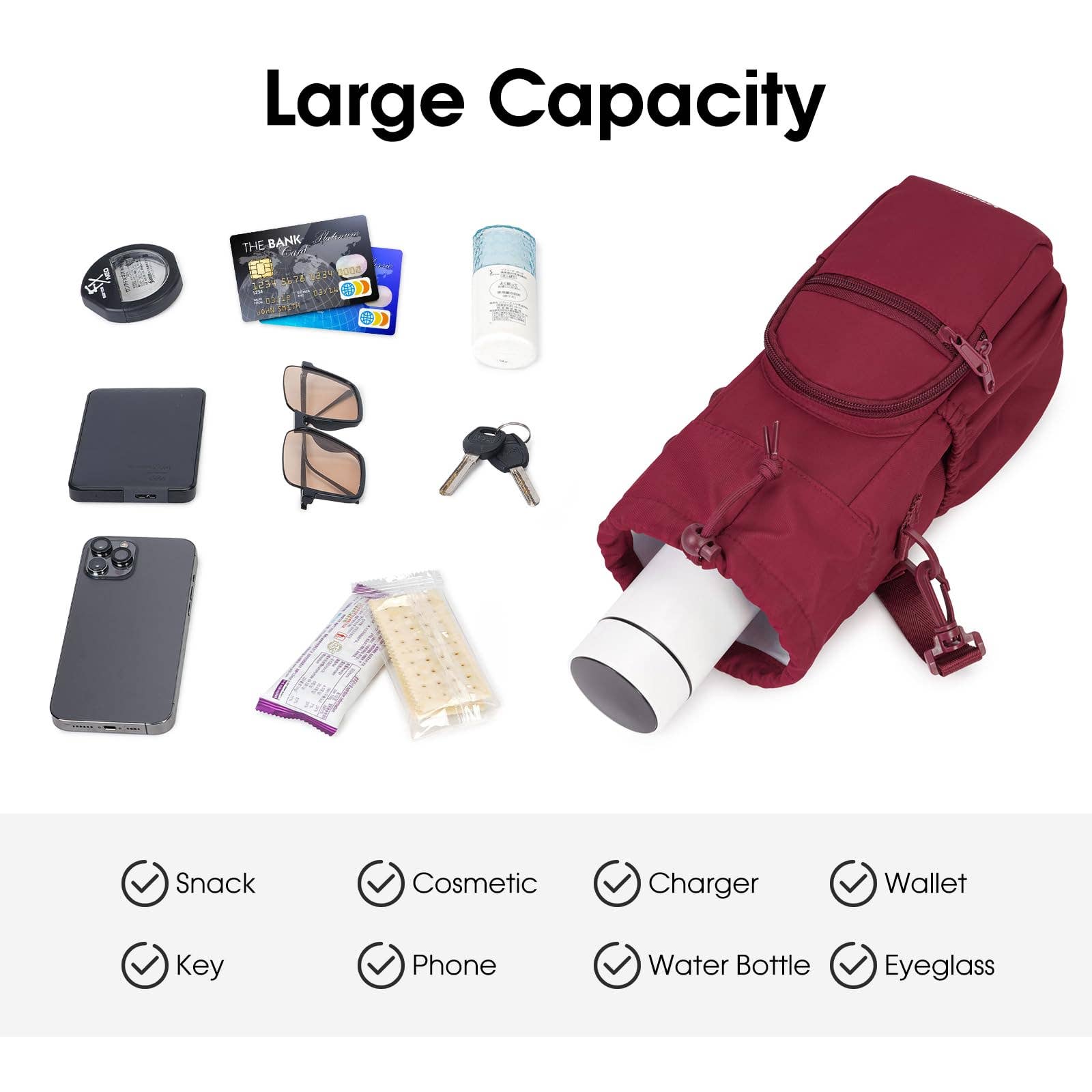 wandf - Wholesale Bottle Rack/Holder - Insulated Water Bottle Holder with Strap and Phone Pocket52