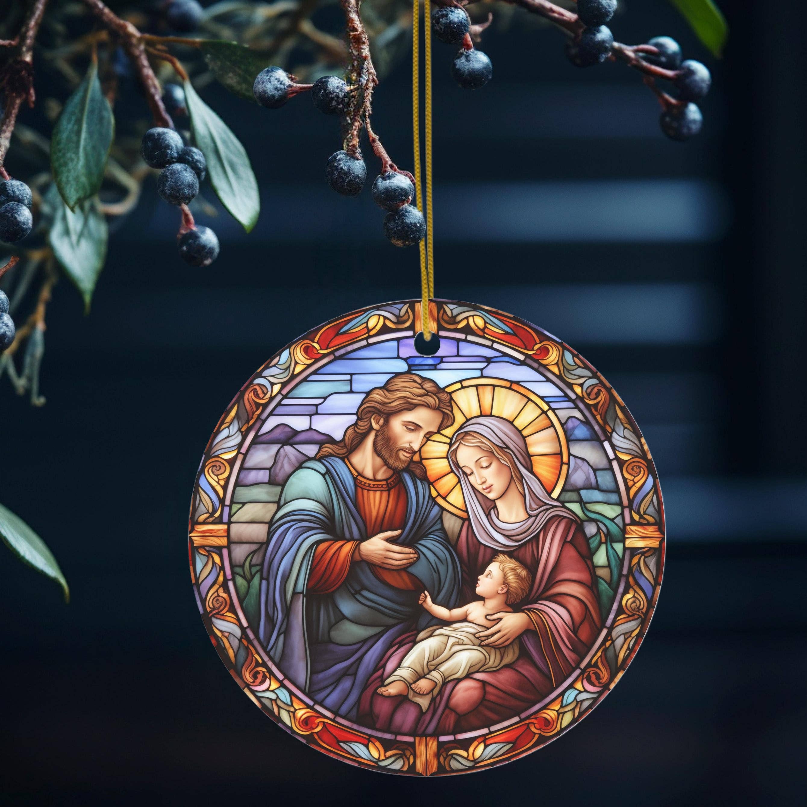 Fernville Creations - Wholesale Ornament - Nativity Scene, Stained Glass Image Christmas Ornament6