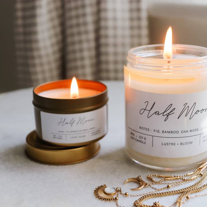 Half Moon Soy Candle | Natural Soy Wax Candle | Hand-Poured Scented Candle for wholesale by LUSTRE + BLOOM
