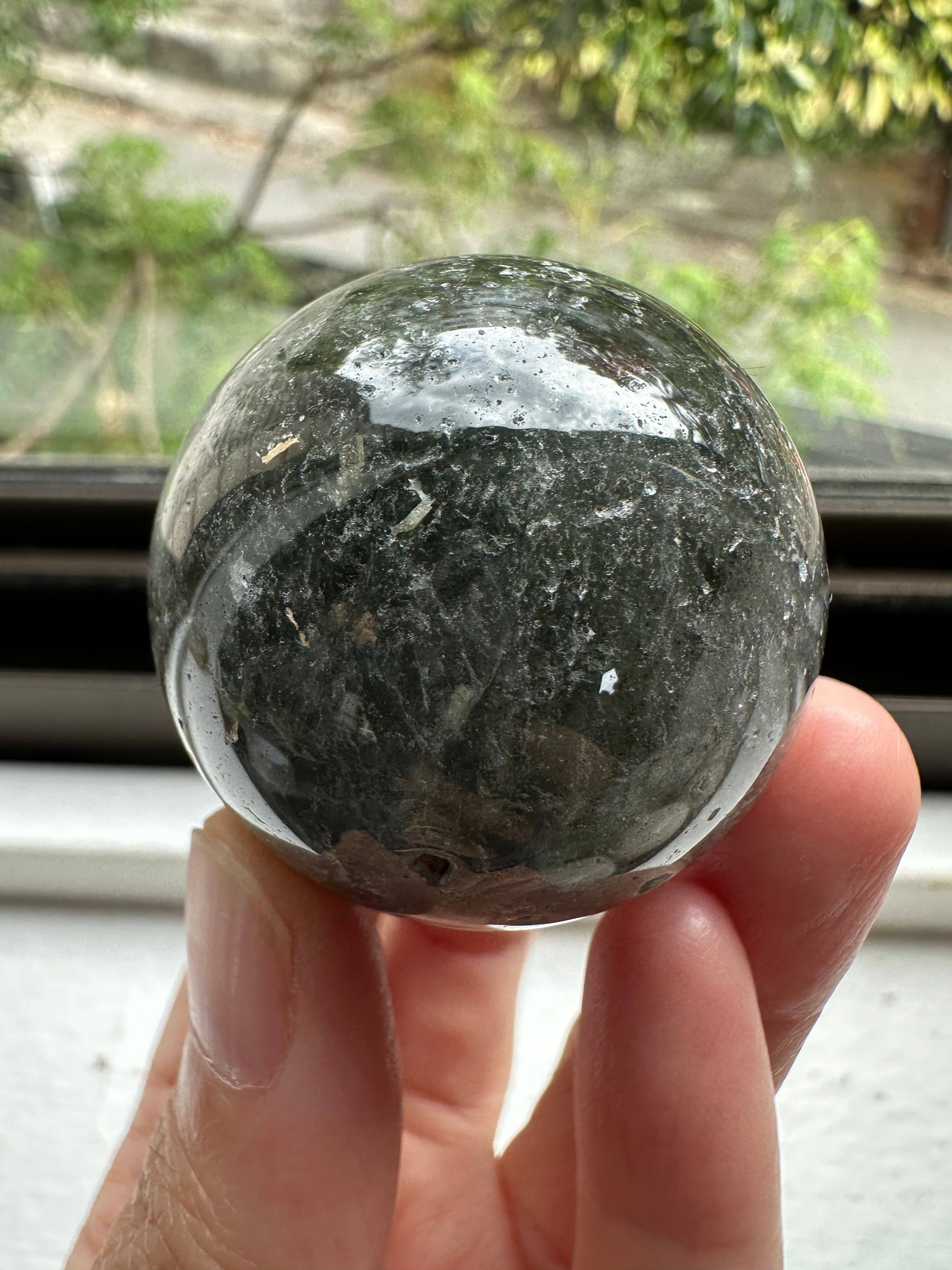 Moon Rituals - Wholesale Spiritual Stone/Crystal - Garden Quartz Green Phantom Quartz Lodolite Scenic Quartz Sphere Ball, Christmas Crystal Gift7