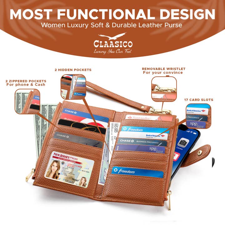 Claasico - Wholesale Phone Wallet - Women's - Women’s RFID wristlet wallet phone holder56