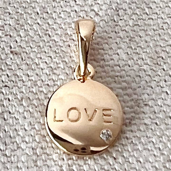 18k Gold Filled L.O.V.E. And Shiny Cubic Zirconia Detail Pendant for wholesale by GoldFi