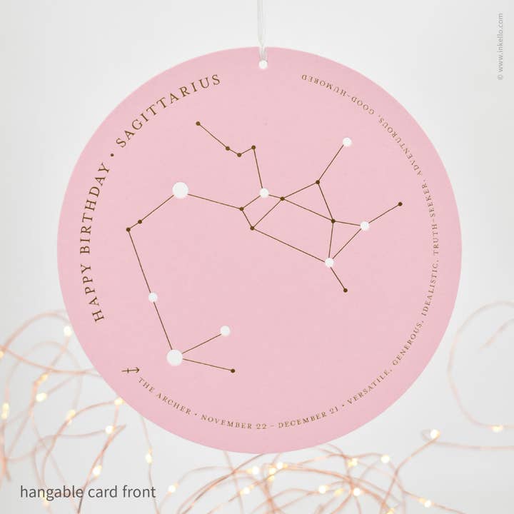 Inkello Letterpress - Wholesale Birthday Card - Sagittarius Birthday Zodiac Constellation Card (#604)
