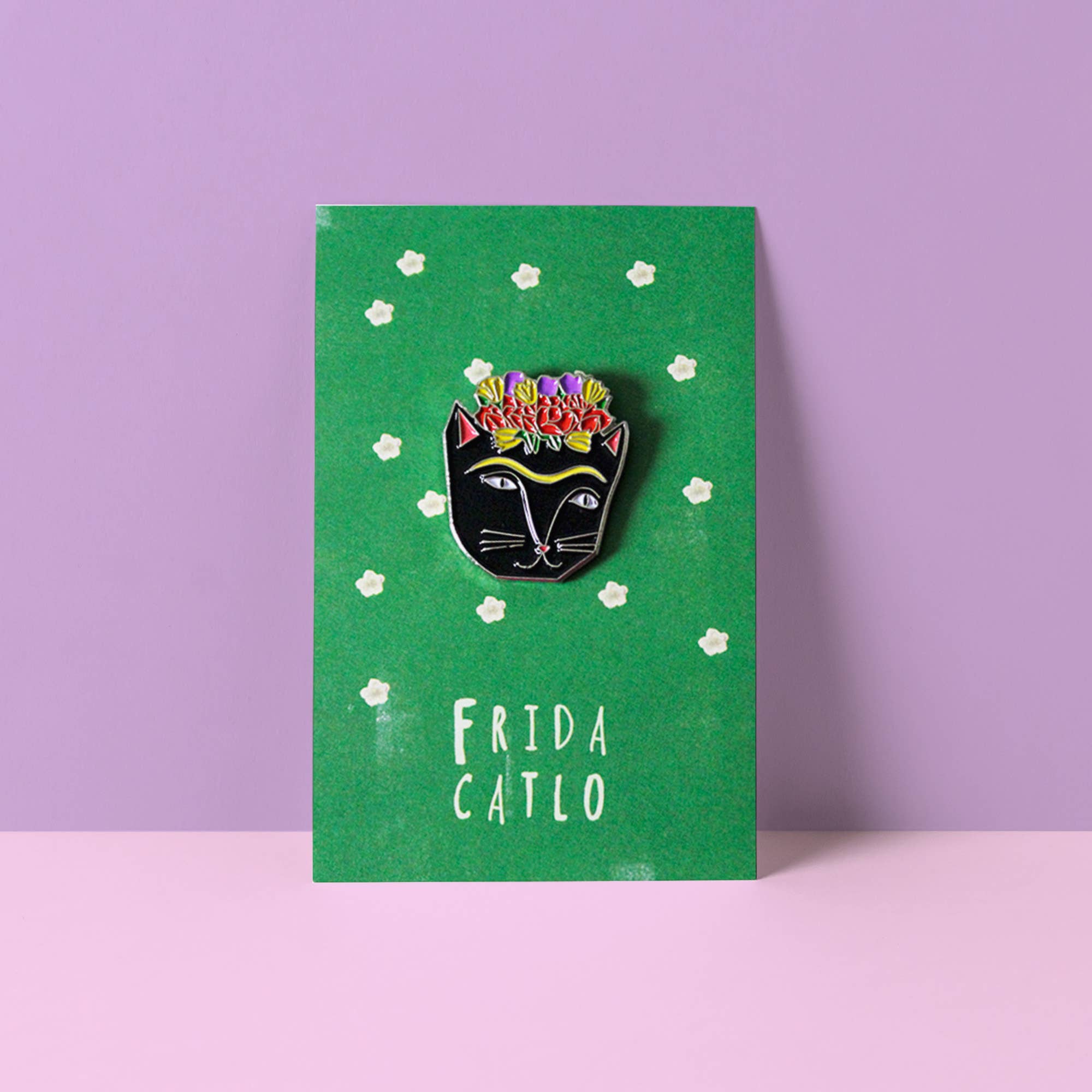 Niaski - Feline Fine Art (USA DUTIES PAID) - Wholesale Lapel pin/button - Frida Catlo Cat Artist Pin