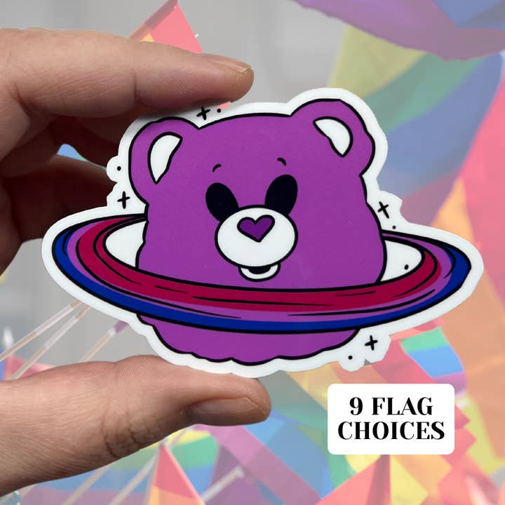 Bisexual Care Bear Planet Glossy Vinyl Water Sticker for wholesale by familiar sadie