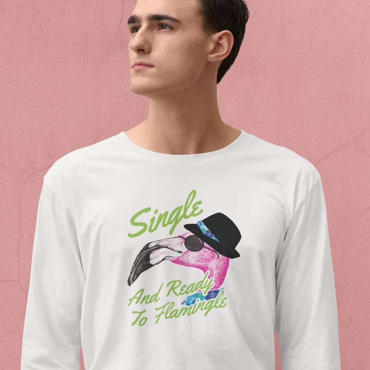 Single and Ready To Flamingle Men’s Long Sleeve Shirt for wholesale by inspire