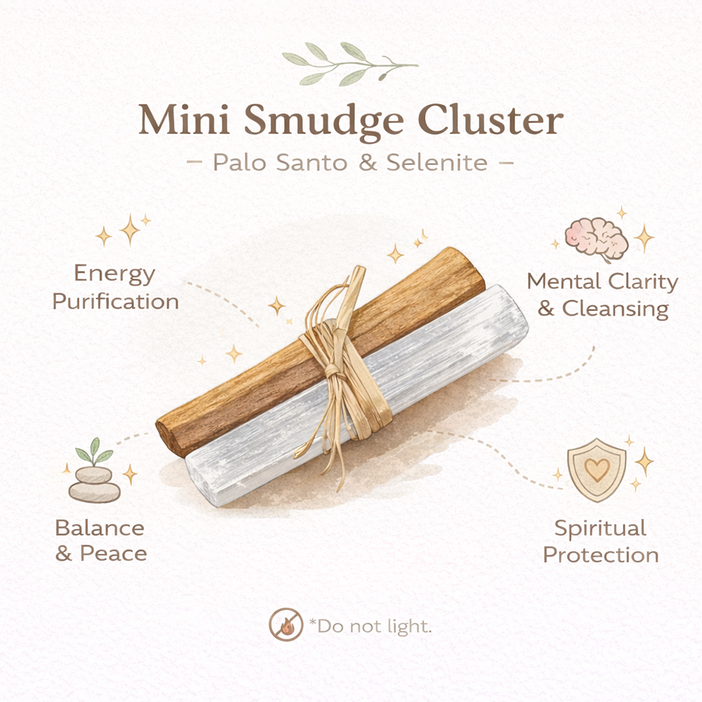 VIE - Wholesale Sage Bundle - Mini Smudge Cluster, Palo Santo with Selenite 4"2