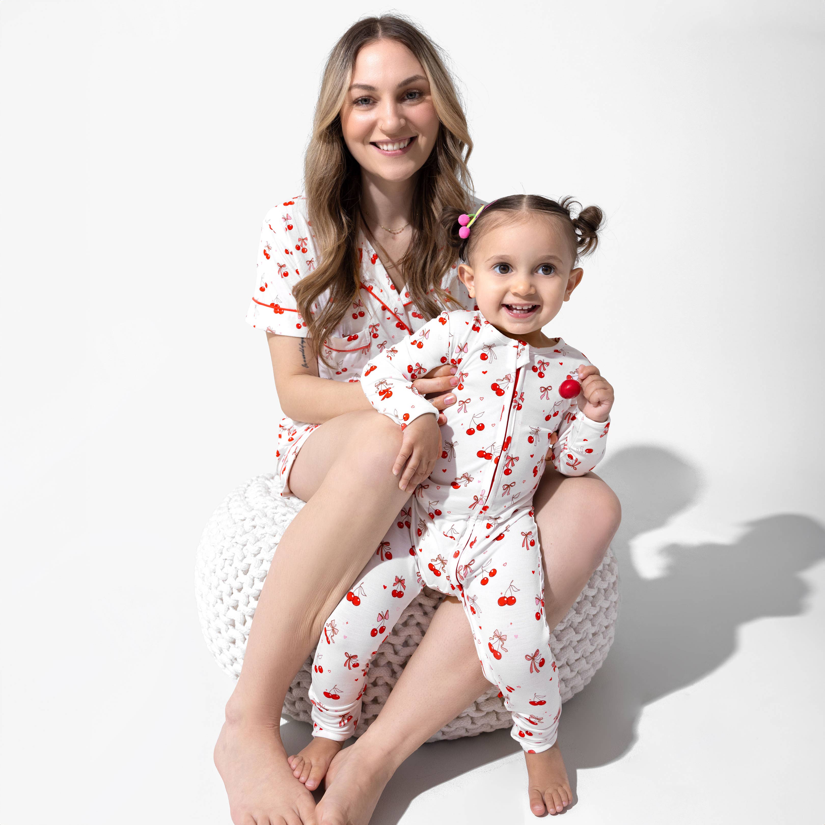 Bellabu Bear - Venta al por mayor Conjunto de ropa para dormir - Mujer - Conjunto de pijama corto de bambú para mujer Cherry On Top7