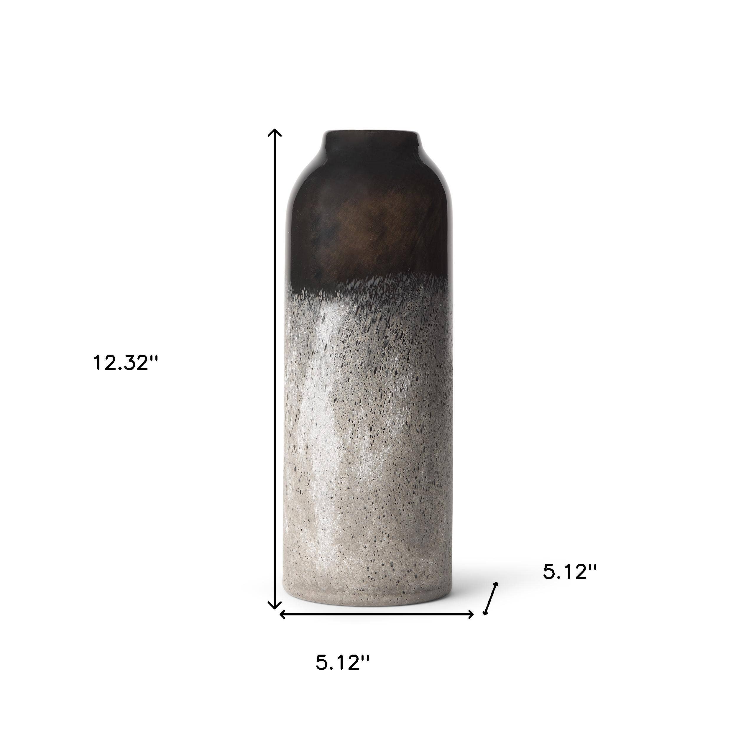 HomeRoots - Wholesale Vase - 12" Black And Gray Glass Cylinder Table Vase2