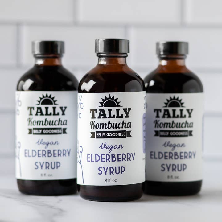 Tally Kombucha - Vendita all'ingrosso Sciroppi aromatizzati - Sciroppo di Sambuco Vegano–Supporto Immunitario Biologico (8oz)3