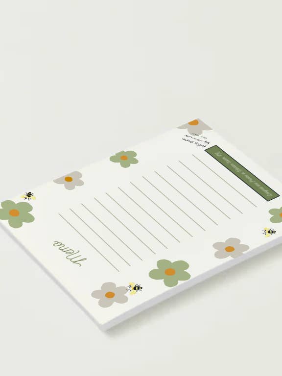 “memo” floral notepad for wholesale by Pretty Paper By Veronica WSNC