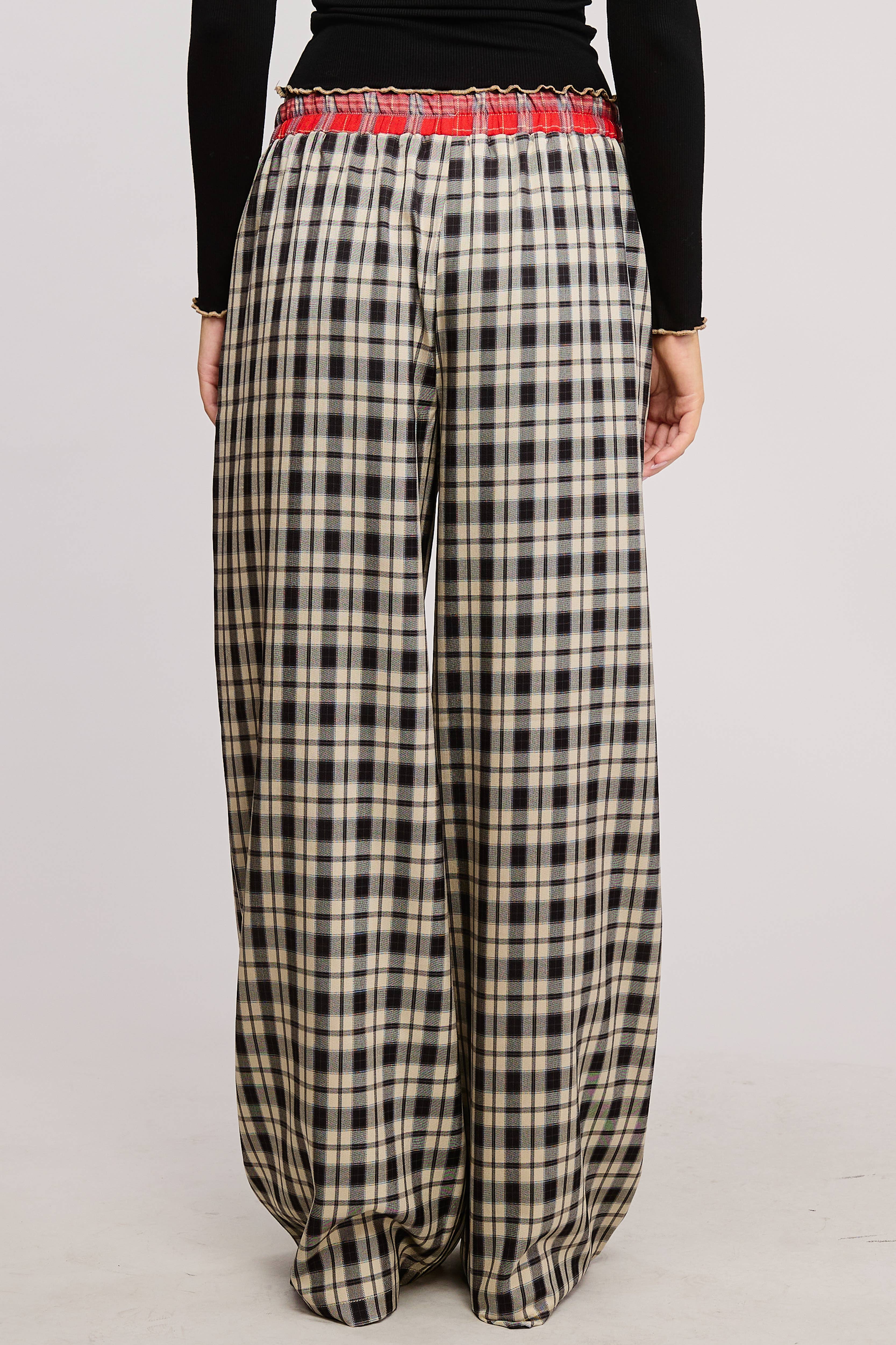 Mimosa - Vente Pantalon – femme - Pantalon boxeur à carreaux avec ceinture contrastante19