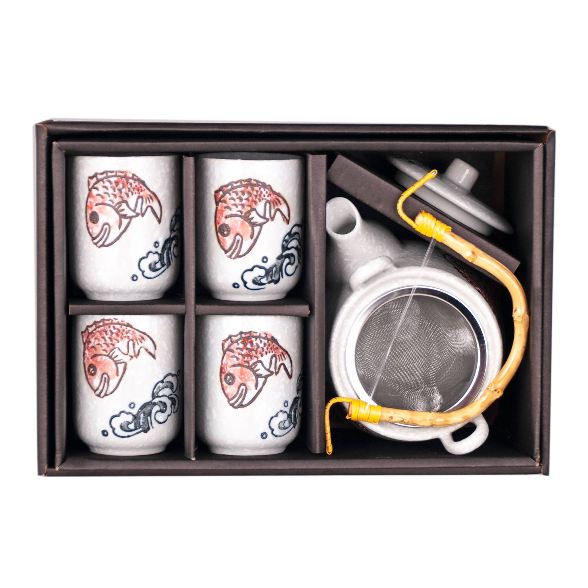 Fuji Merchandise Corporation - Wholesale Tea Set - TEA SET – RED KOI FISH WITH WAVES3