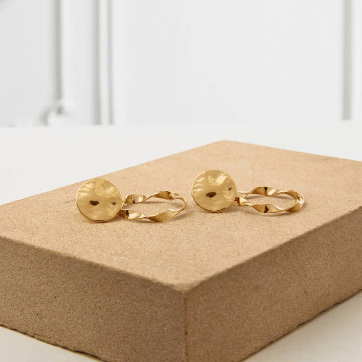 Gold Skylar - Circle Drop Earrings for wholesale on Faire2