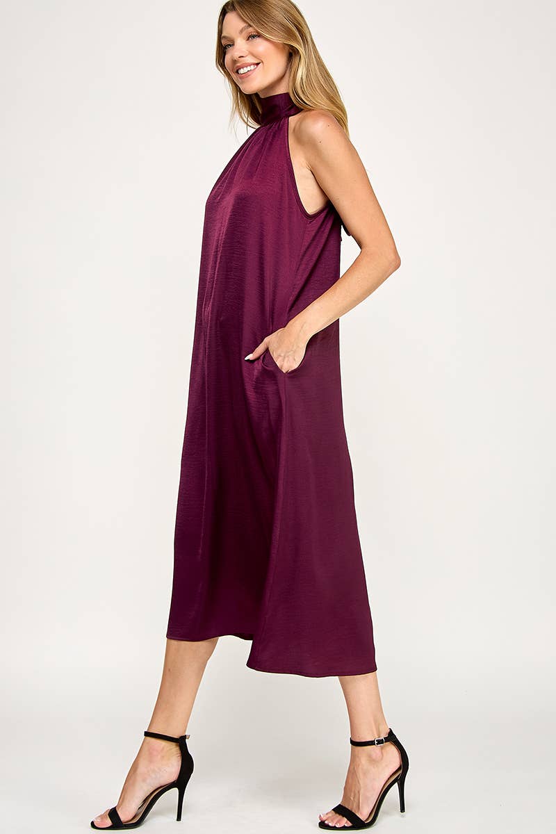 Peace Love Line - Vendita all'ingrosso Vestito - Donna - PL9156 - ABITO MIDI HALTER IN TESSUTO SOLIDO10