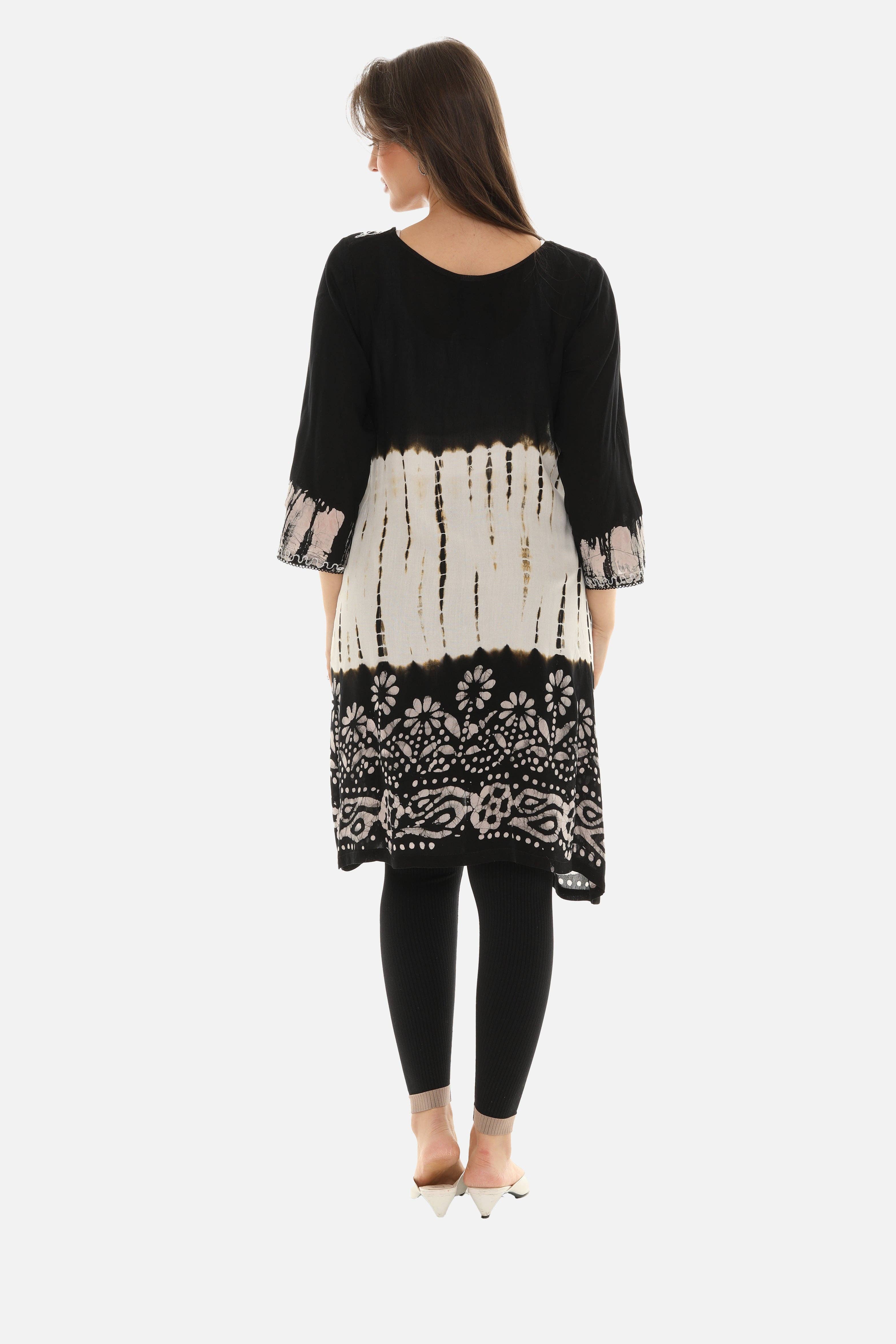 BLACK Boho Chic Tie Dye Long Duster for wholesale on Faire1