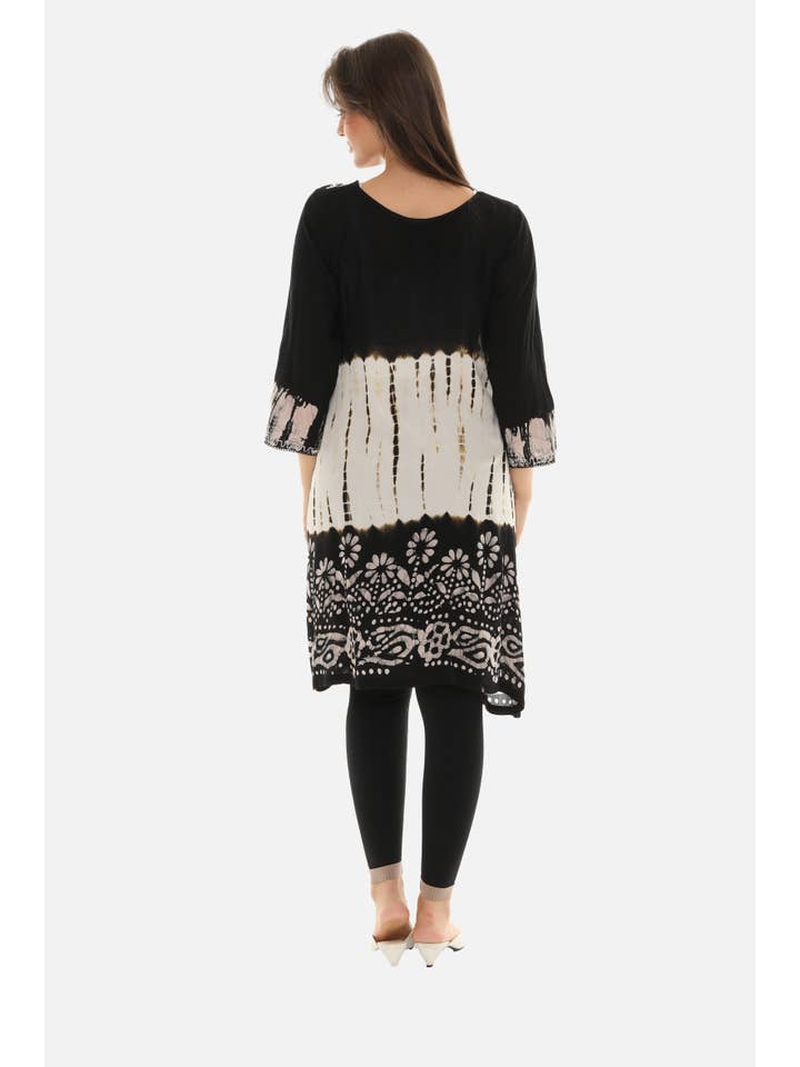 BLACK Boho Chic Tie Dye Long Duster for wholesale on Faire1