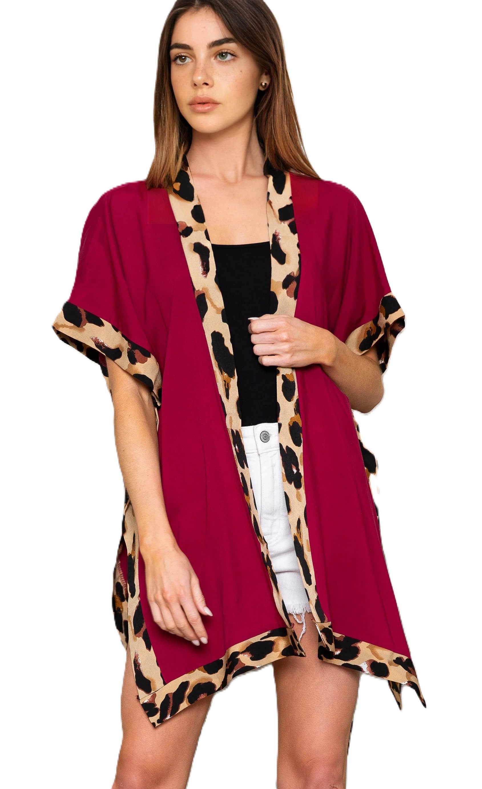 Justin & Taylor - Wholesale Strandvestje/Strandjurk/Strandtuniek - Dames - The Valentina | Kimono met zwembedekking en luipaardprint1