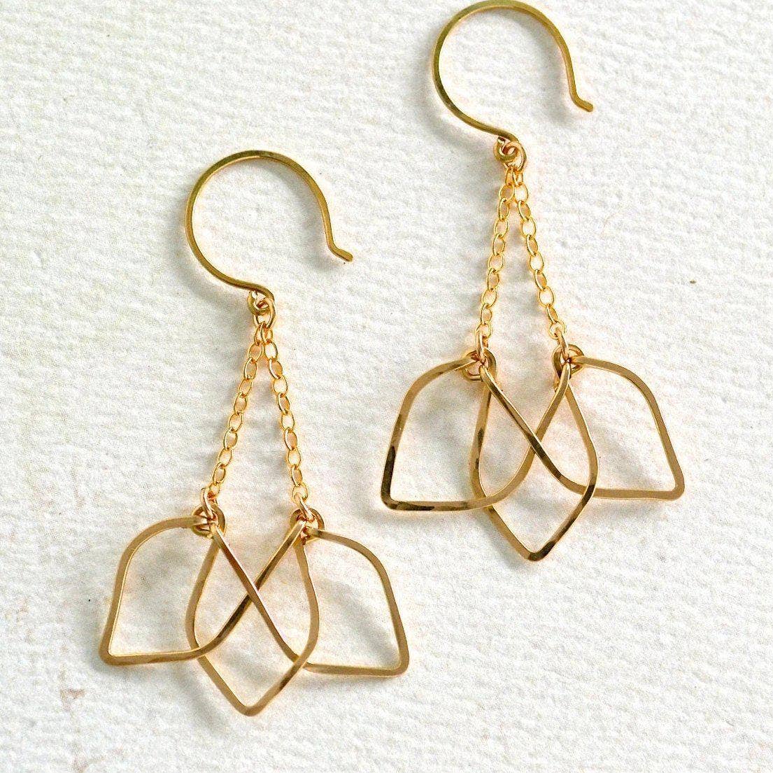 Foamy Wader - Wholesale Dangle Earrings - Lotus Earrings - blooming lotus silhouette dangle earrings3